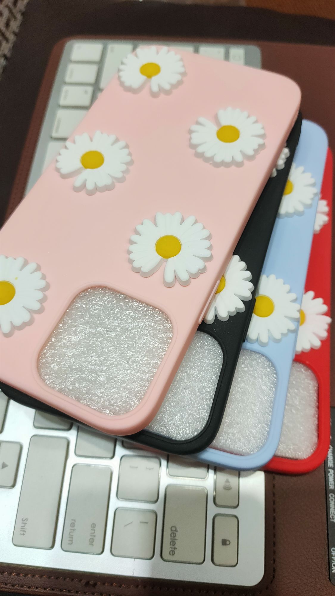 iPhone 13 Pro Max Liquid Silicone 3D Flowers Fancy Back Cover