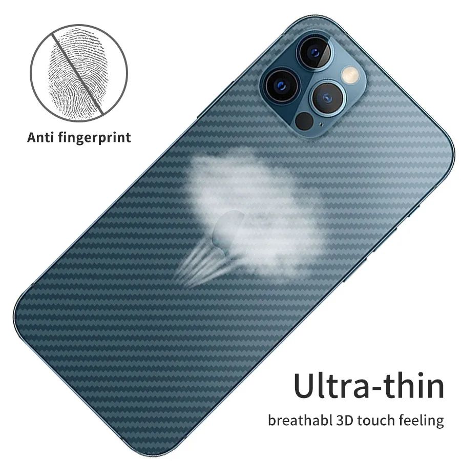 iPhone 13 Pro Max Carbon Fiber Pattern Transparent Protective Back Sheet