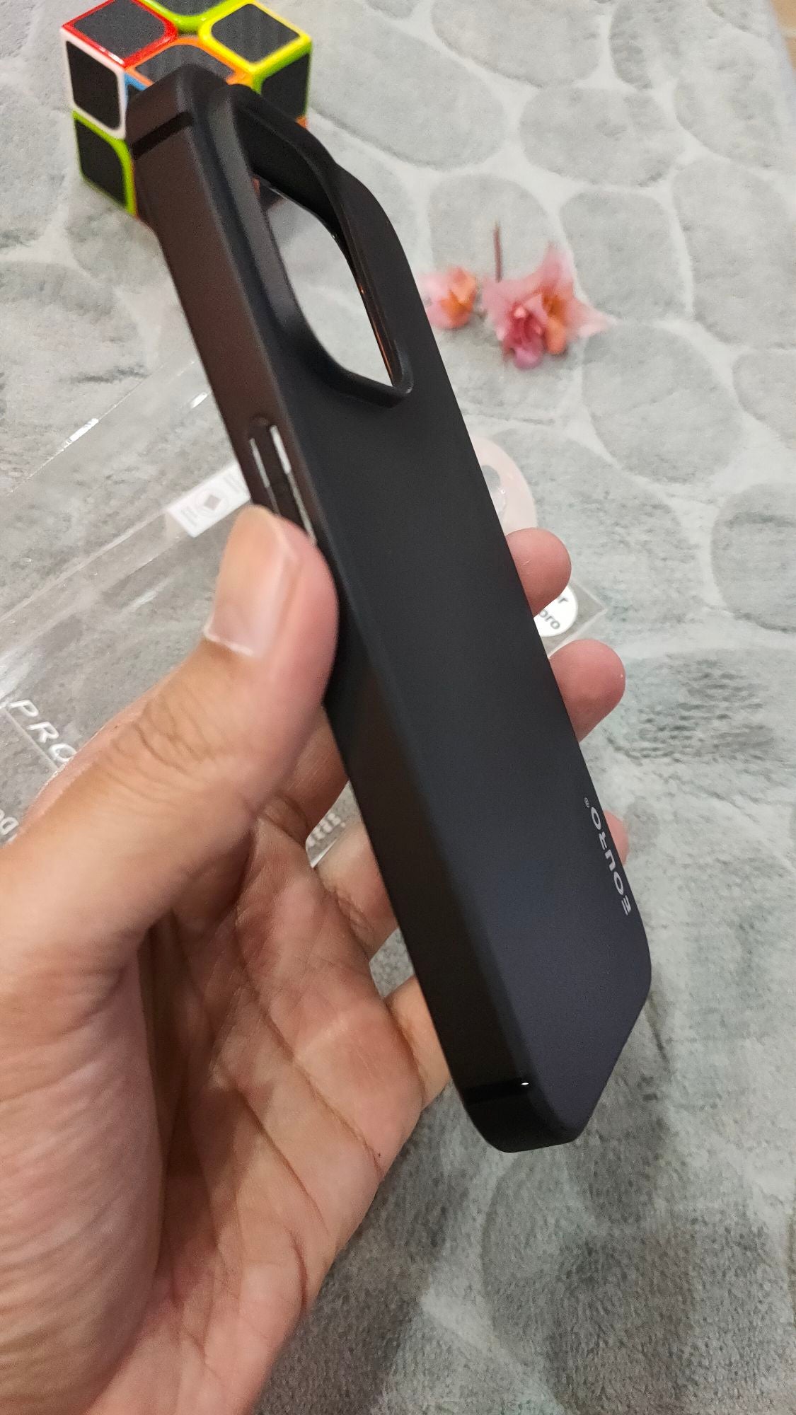 EOURO iPhone 15 Pro Matte Black Camera Protection Silicone Case