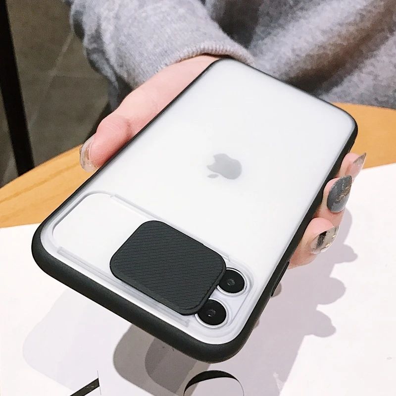 iPhone 12 Pro Max Camera Protection Shockproof Camera Slide Matte Bumper Transparent Back Case