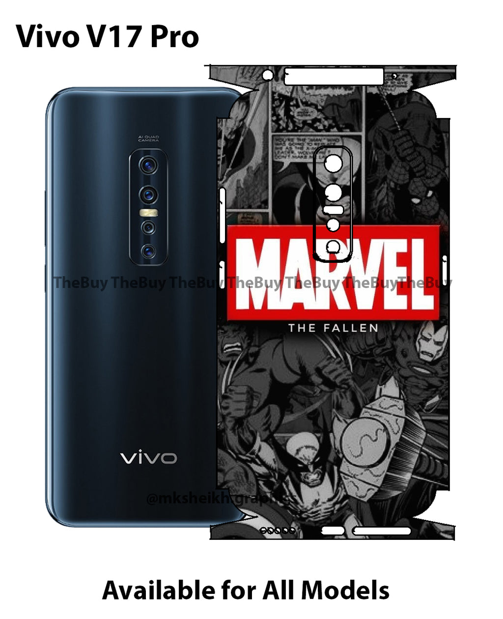Vivo V17 Pro Print Back Full Body Skin Wrap
