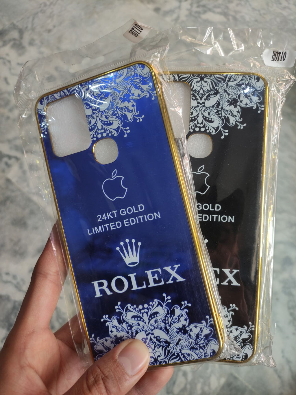 Infinix Hot10 Fancy Gold Plated Mirror back cover
