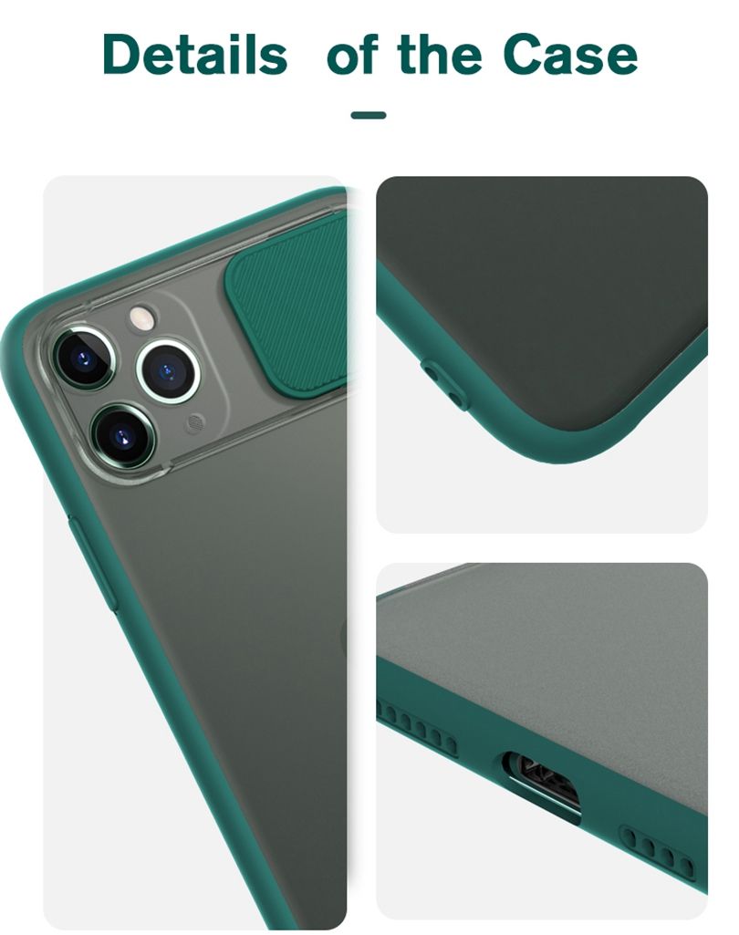 iPhone 12 Pro Max Camera Protection Shockproof Camera Slide Matte Bumper Transparent Back Case