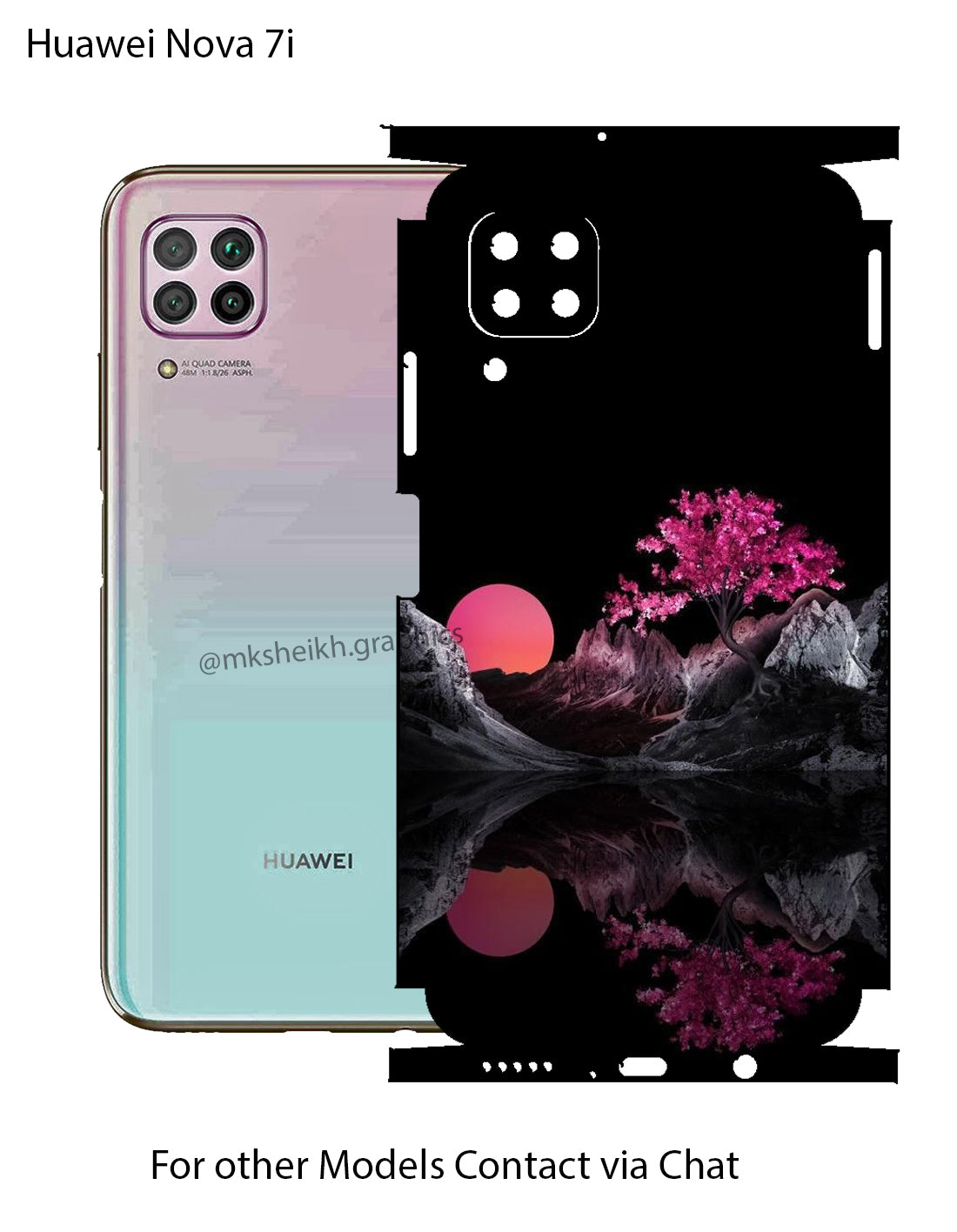 Huawei Nova 7i Print Back Full Body Skin Wrap