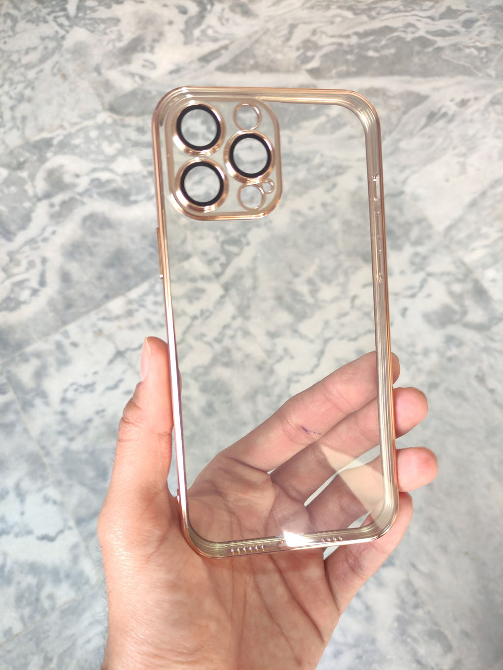 iPhone 13 Pro Max Soft Camera Lens Protection Gold Plated Clear TPU Premium Cover