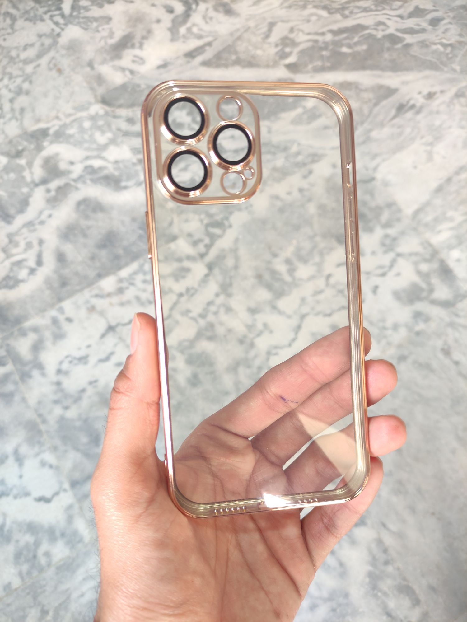 iPhone 13 Pro Max Soft Camera Lens Protection Gold Plated Clear TPU Premium Cover