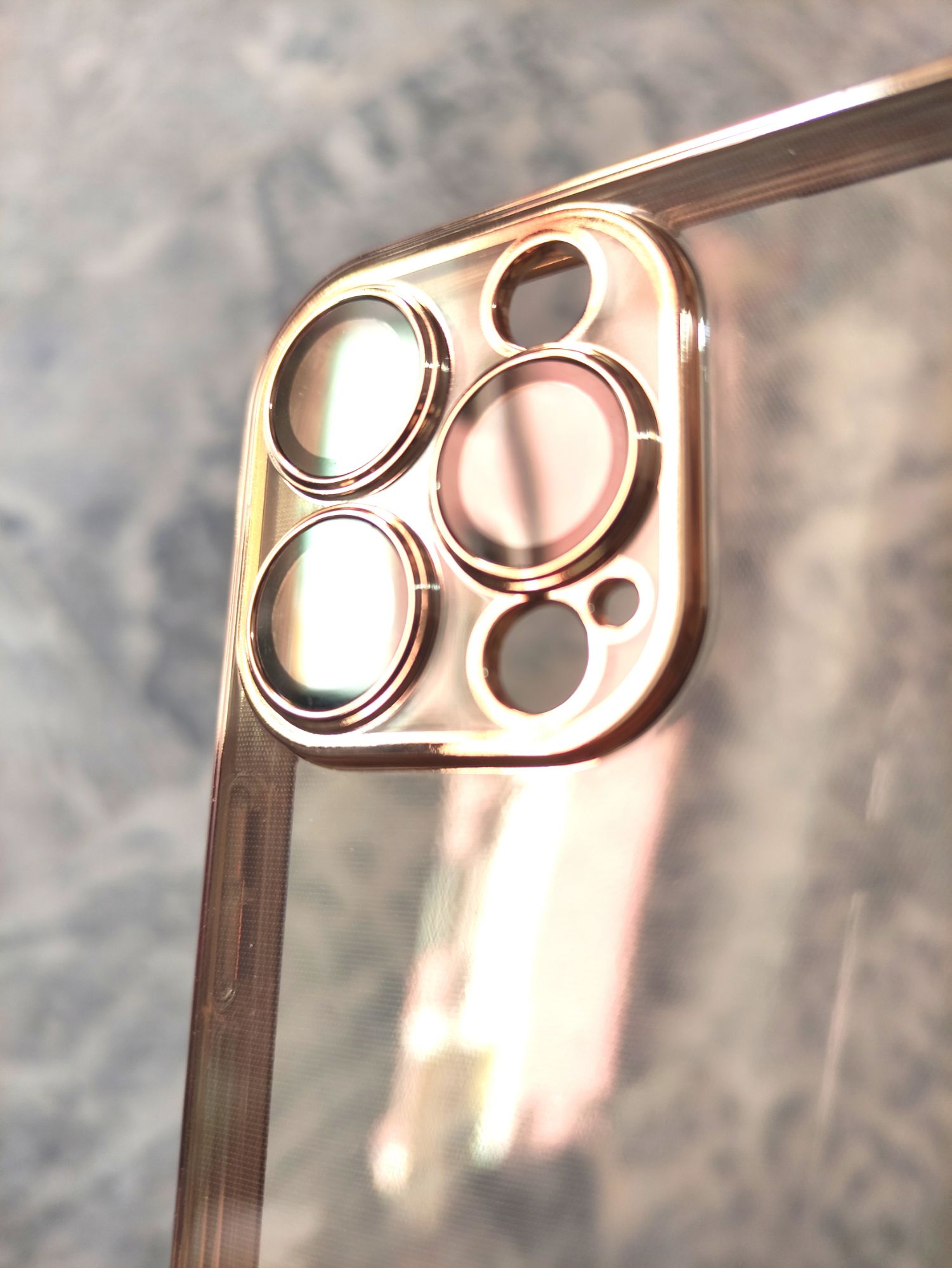 iPhone 13 Pro Max Soft Camera Lens Protection Gold Plated Clear TPU Premium Cover