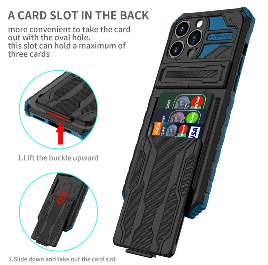 iPhone 12 Pro Max Shockproof Dual Layered Card Holder Kickstand Back cover