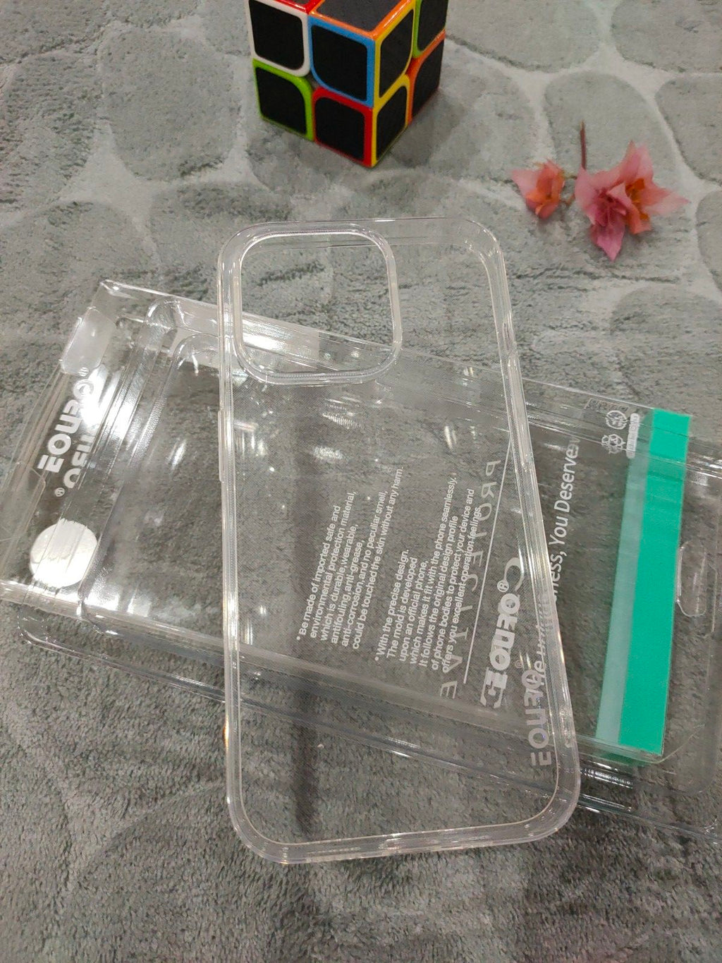 EOURO iPhone 15 Pro Clear Camera Protection Silicone Case