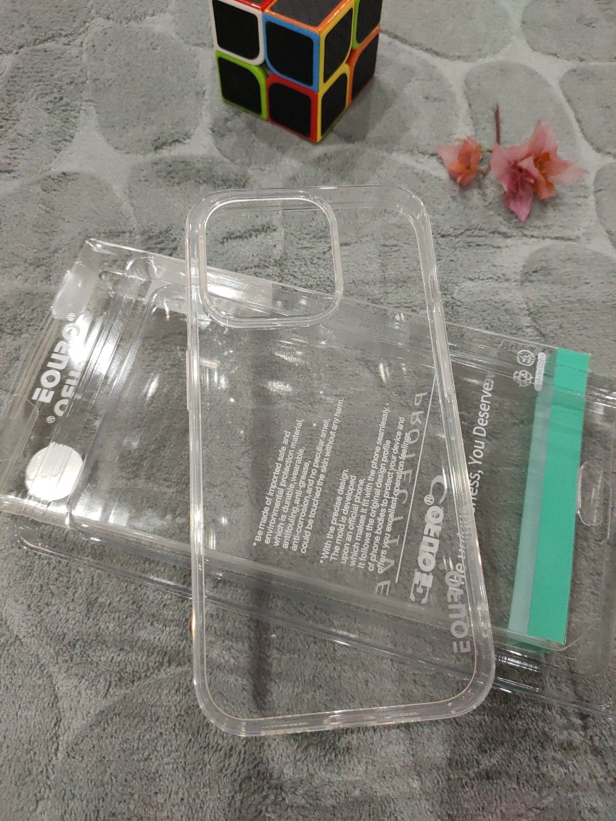 EOURO iPhone 15 Pro Clear Camera Protection Silicone Case
