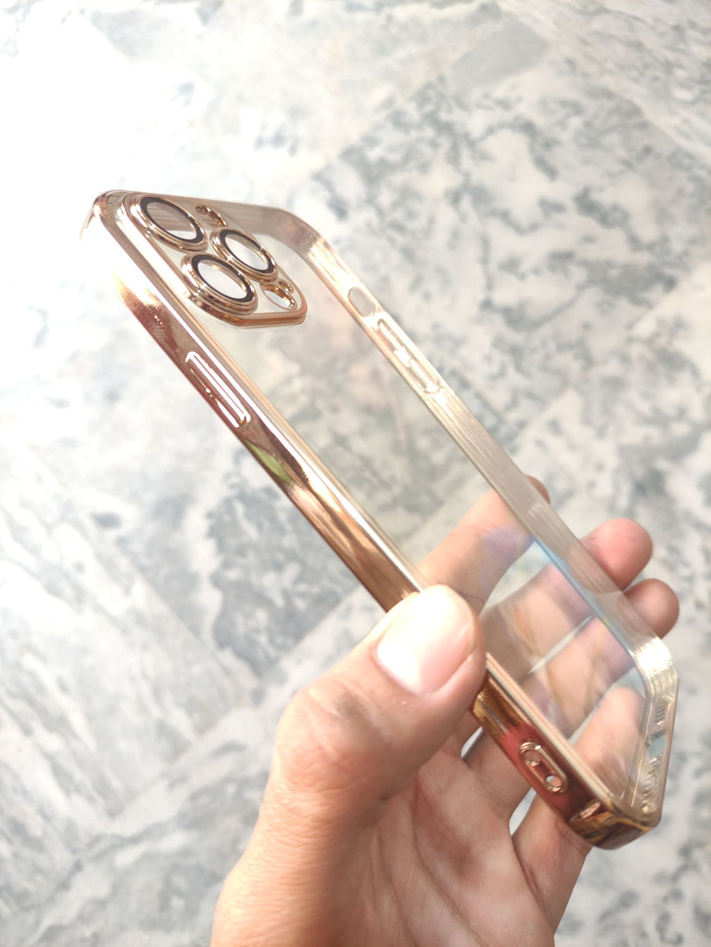 iPhone 13 Pro Max Soft Camera Lens Protection Gold Plated Clear TPU Premium Cover