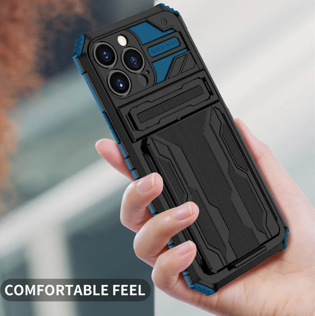 iPhone 12 Pro Max Shockproof Dual Layered Card Holder Kickstand Back cover