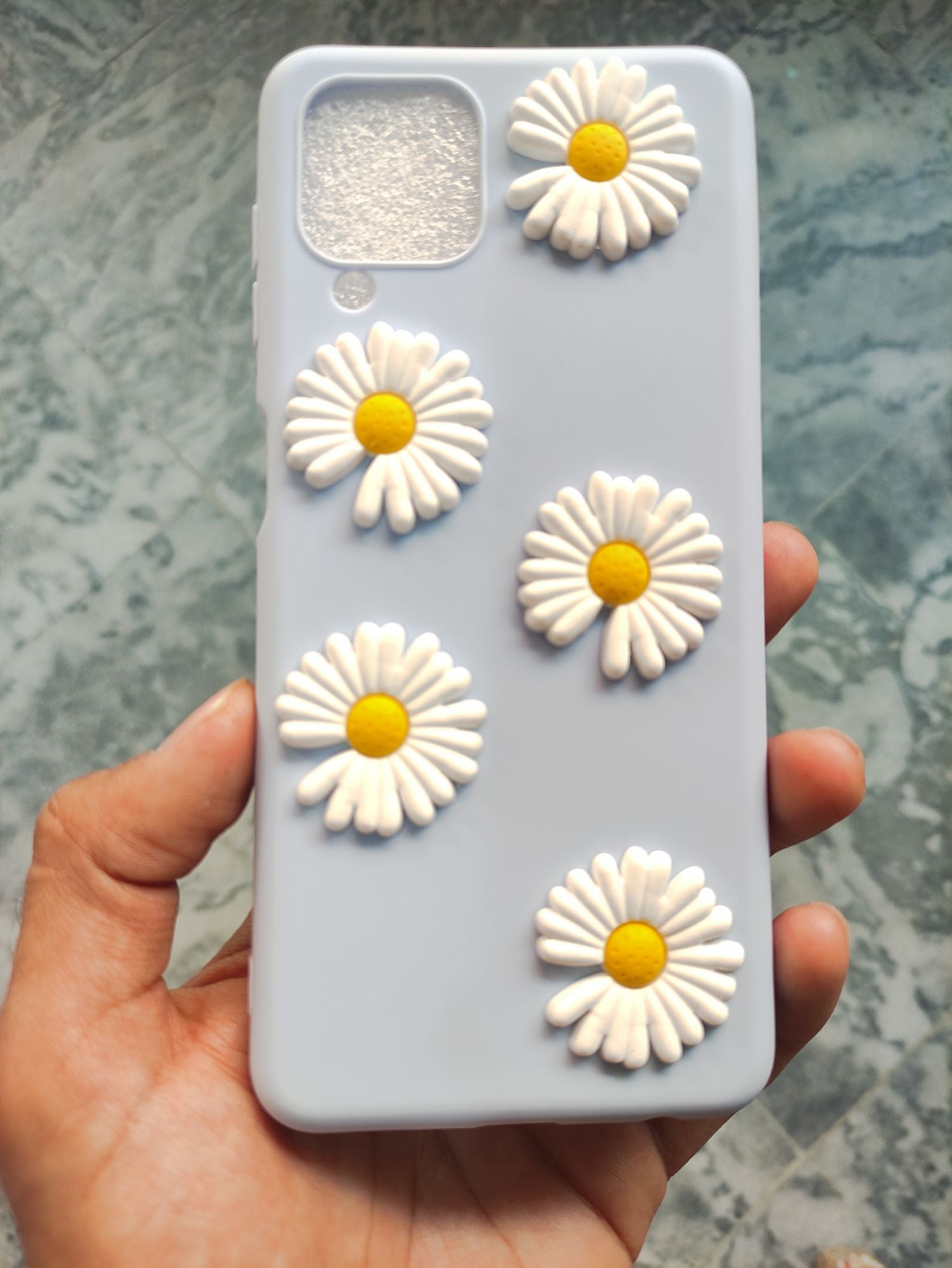 Samsung A22 4G Fancy Soft Silicone 3D Flowers Back cover
