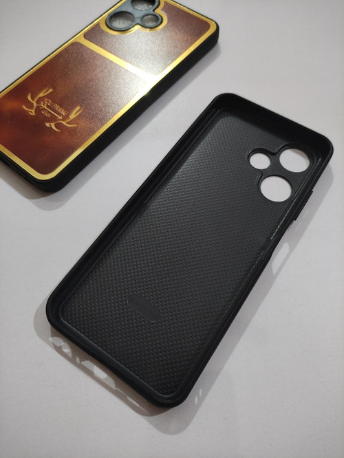 Infinix Hot 30 Play PU Golden Stripe Design Back Cover