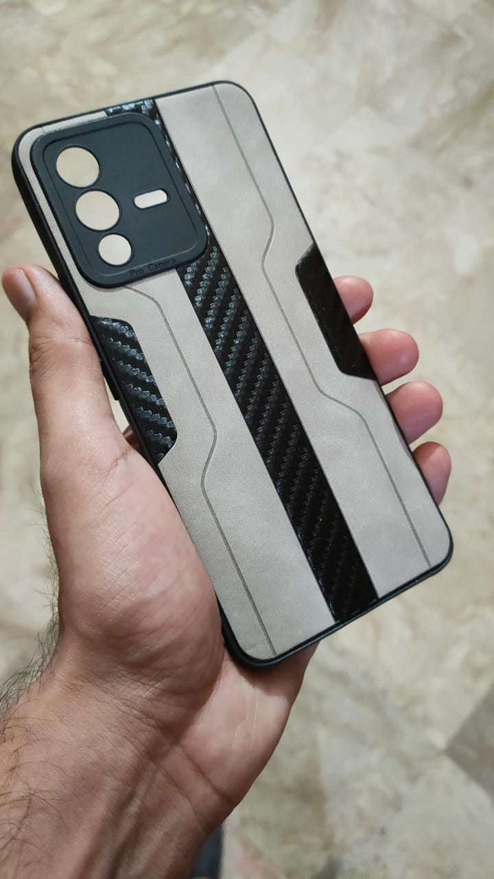 Vivo_V23 Carbon Fiber Design PU Soft Back Cover