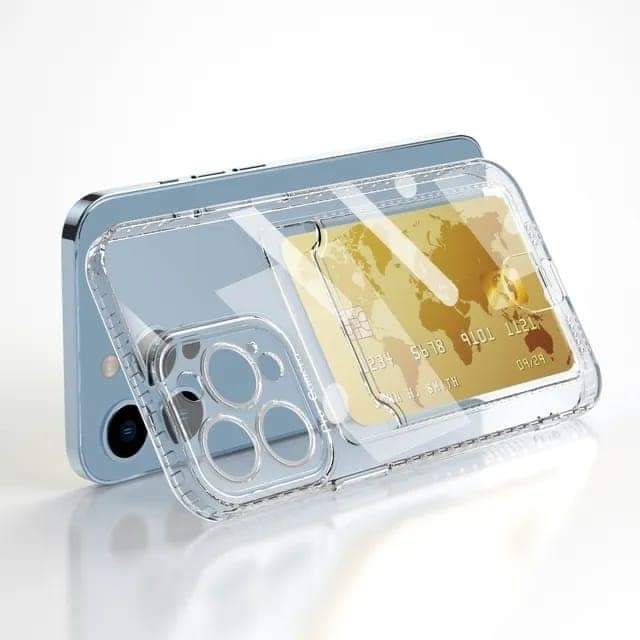 iPhone 13 Pro Max Soft TPU Clear Card Holder Camera Protection Back cover