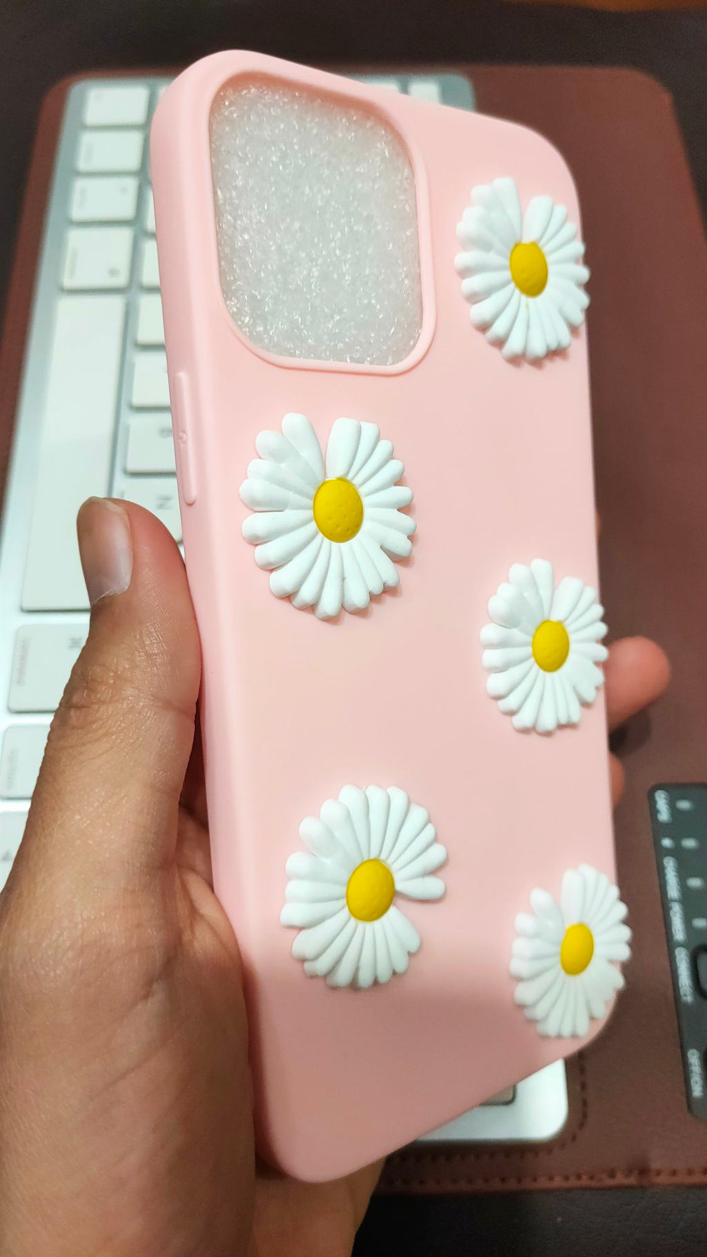 iPhone 13 Pro Max Liquid Silicone 3D Flowers Fancy Back Cover