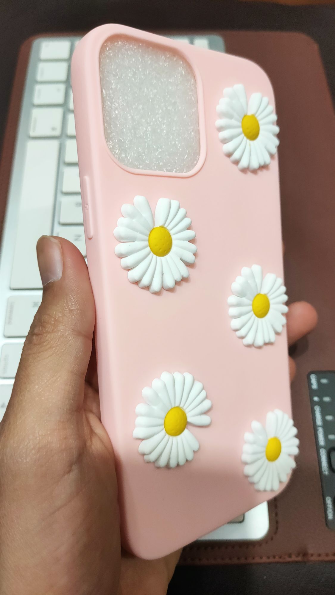 iPhone 13 Pro Max Liquid Silicone 3D Flowers Fancy Back Cover
