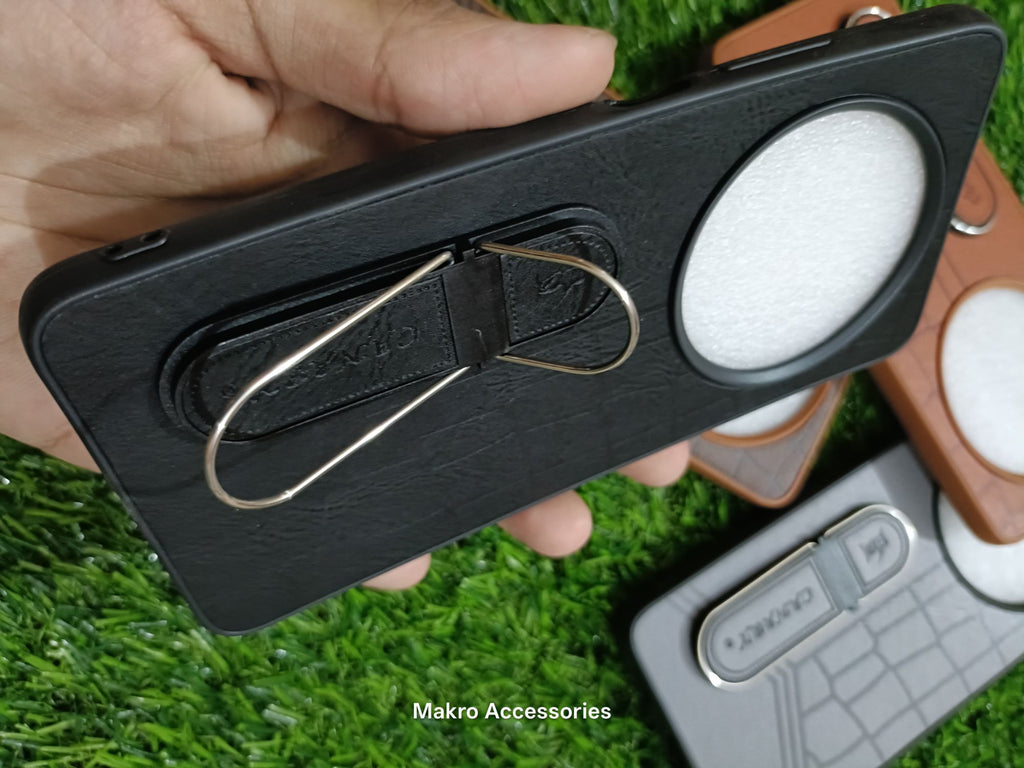 Oppo Reno 12F Soft Silicone Leather Design Dual Kickstand Back Cover