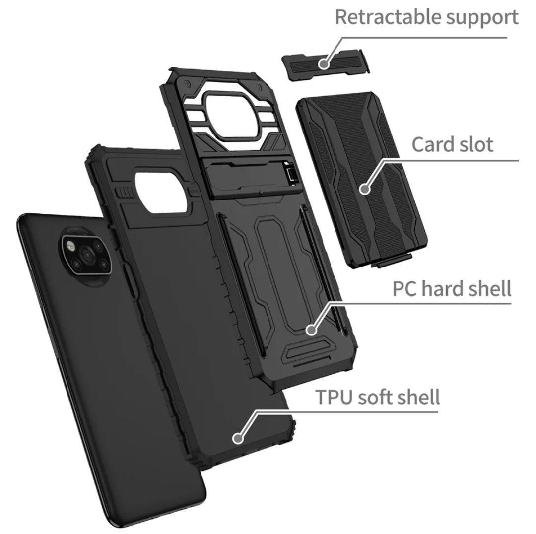 iPhone 12 Pro Max Shockproof Dual Layered Card Holder Kickstand Back cover