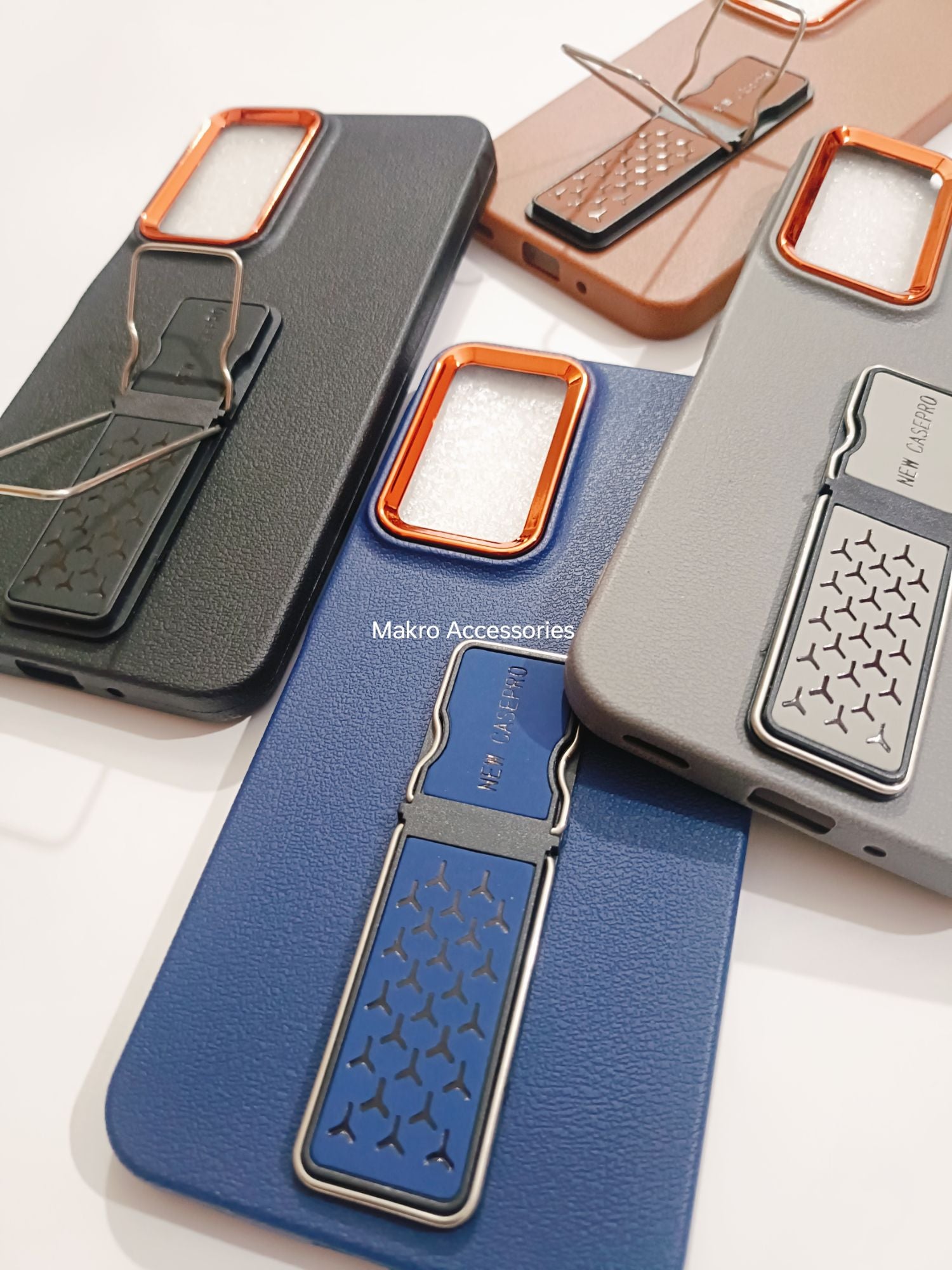 Samsung Galaxy A16 Soft Silicone Leather Tecture Design Kickstand Back cover