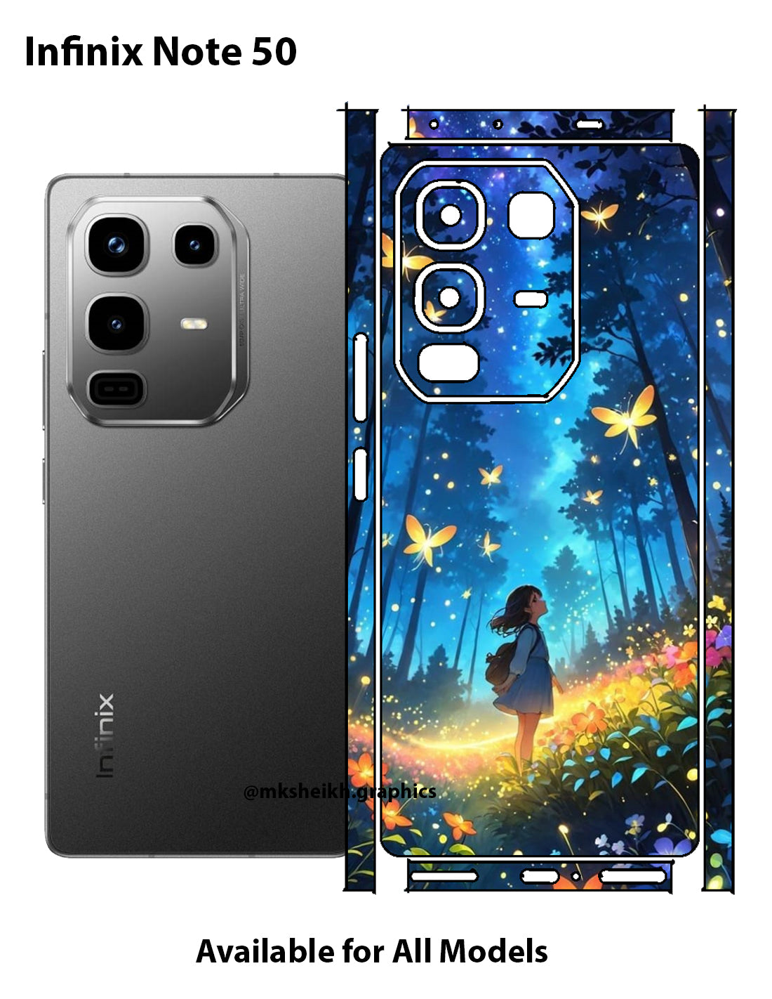 Infinix Note 50 Full Body Skin Wrap Back with Edges