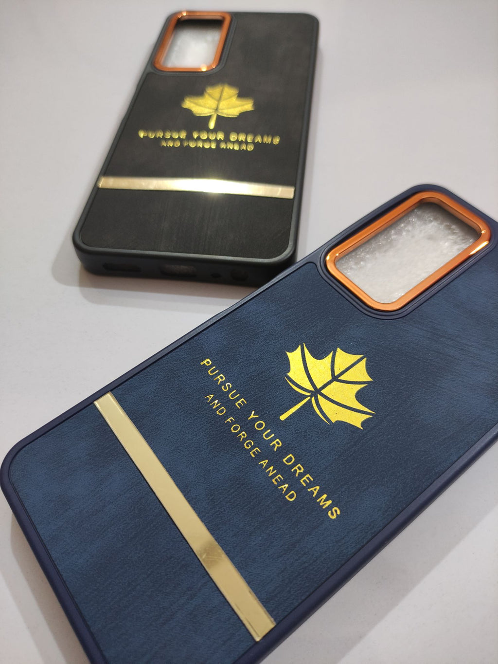 Tecno Camon 18 Soft Silicone PU leather Golden Stripe Back Cover