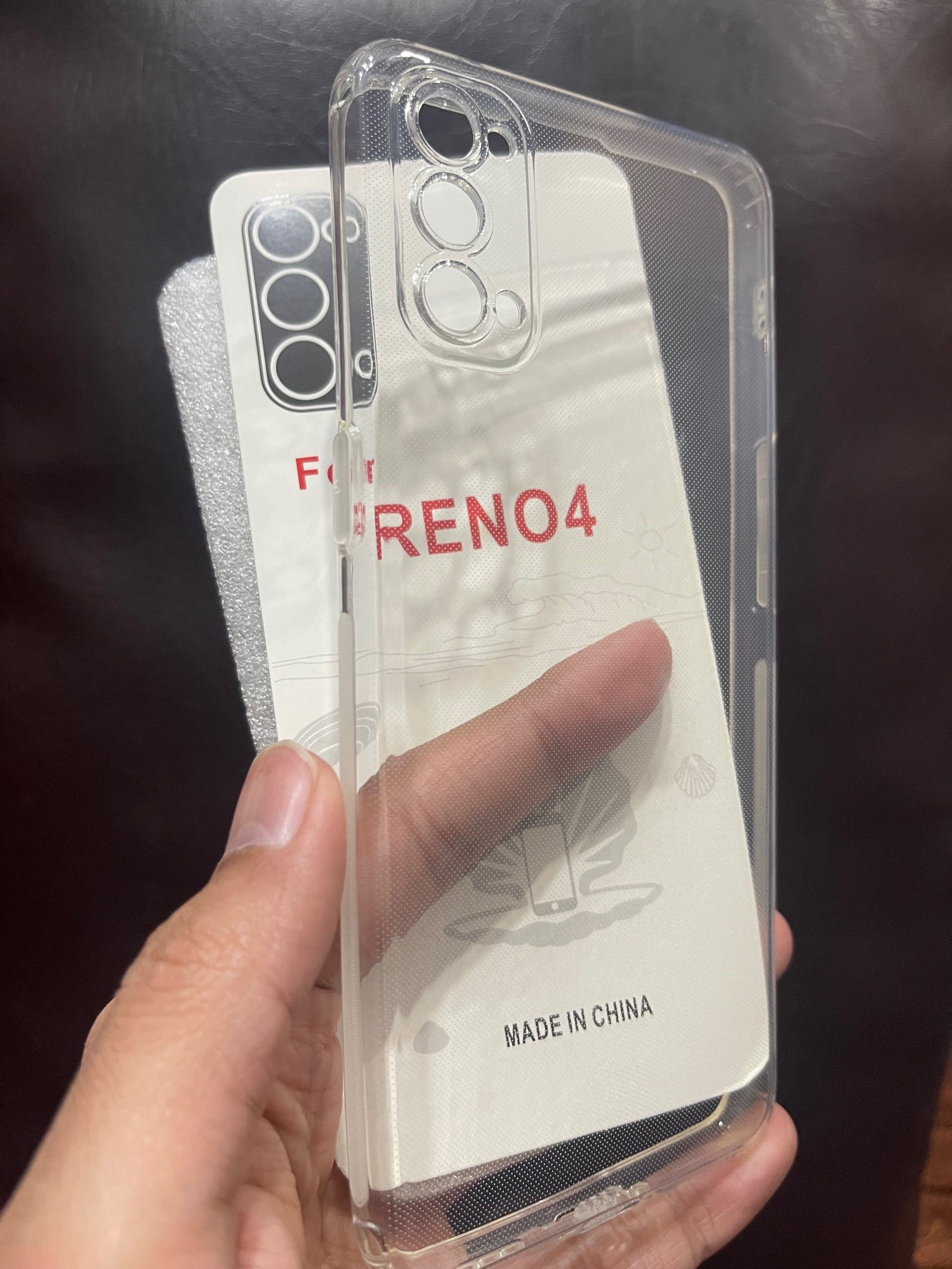 Oppo Reno 4 cover hd transparent dust plug back case