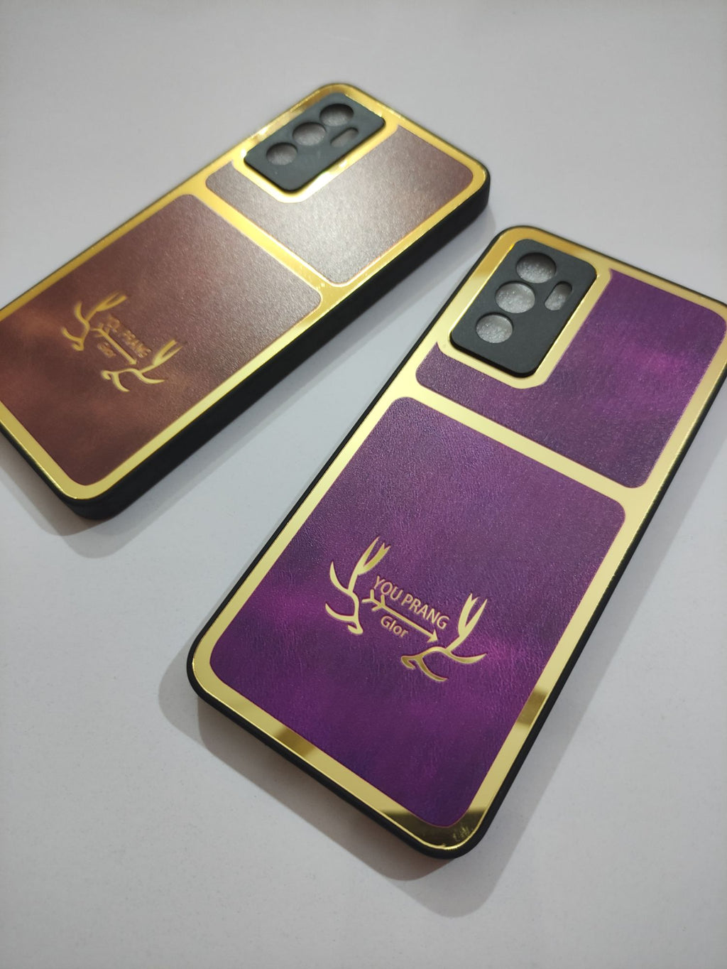 Vivo V23E PU Golden Stripe Design Back Cover