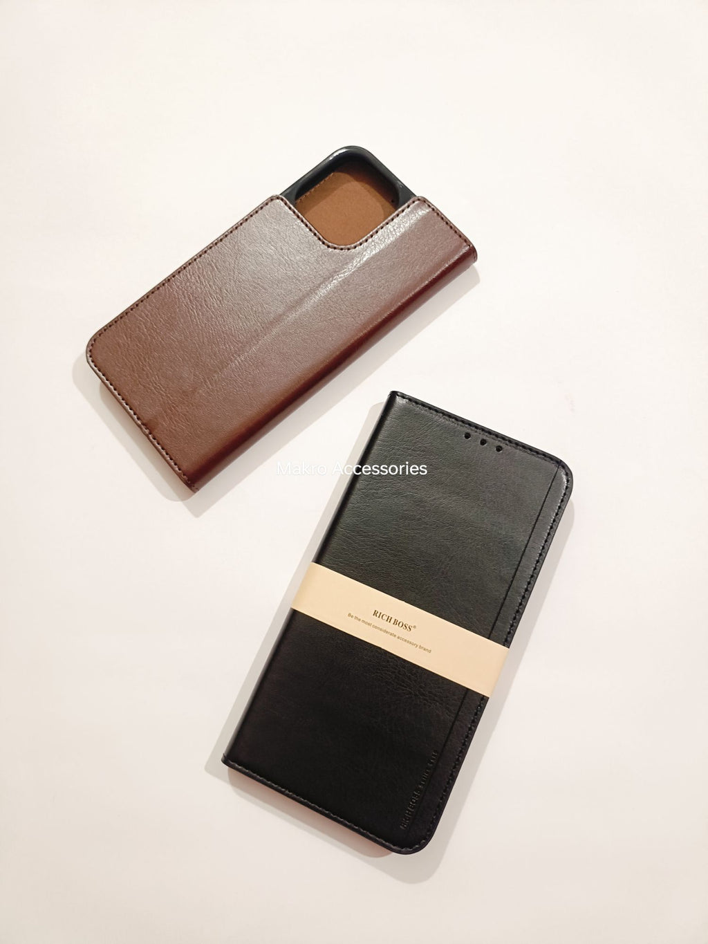 iPhone 14 Pro Max Premium Quality Rich Boss PU Genuine Leather Flip Cover