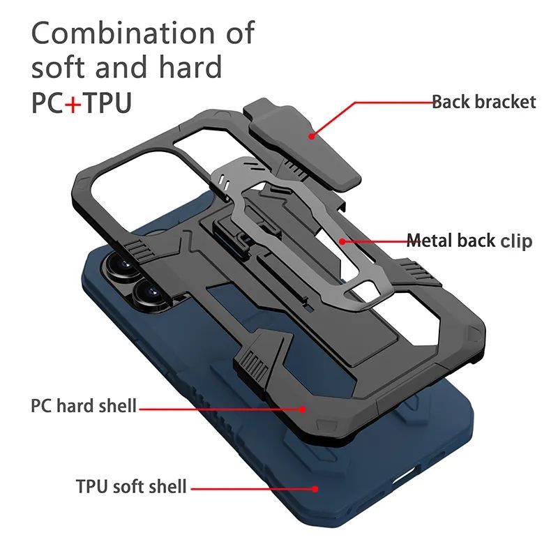 iPhone 12 Pro Max 6.7 Shockproof Hybrid Magnetic Ring Holder Belt Hook Back Cover
