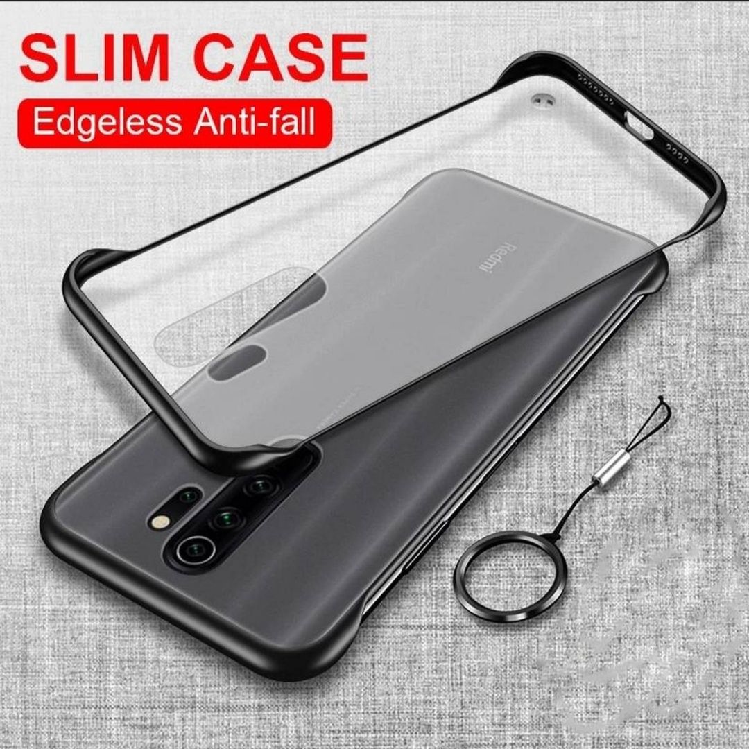 Redmi Note 8 Pro Cover Luxury Frameless Transparent Matte Back Cover With Finger Ring