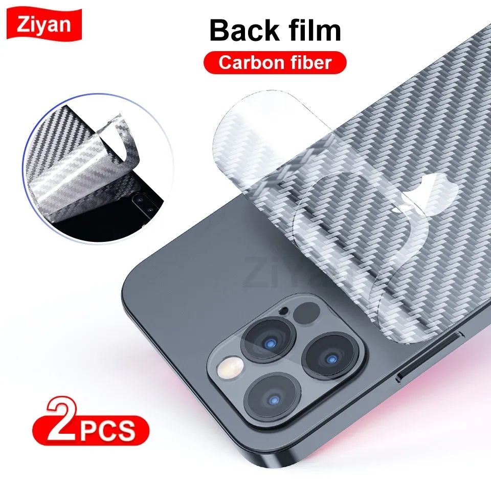 iPhone 13 Pro Max Carbon Fiber Pattern Transparent Protective Back Sheet