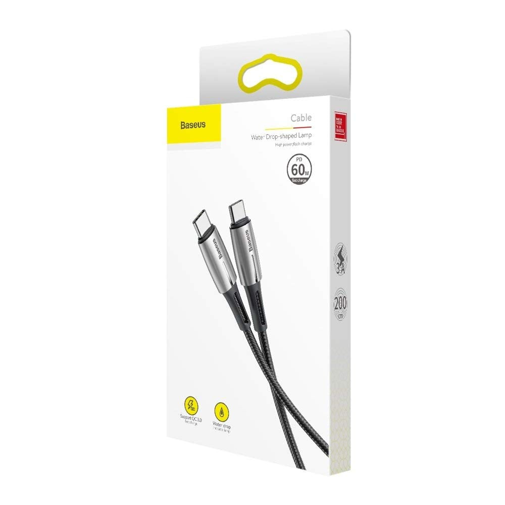 Baseus Type C to Type C LED Indicator 60W Fast Charging Cable 2M