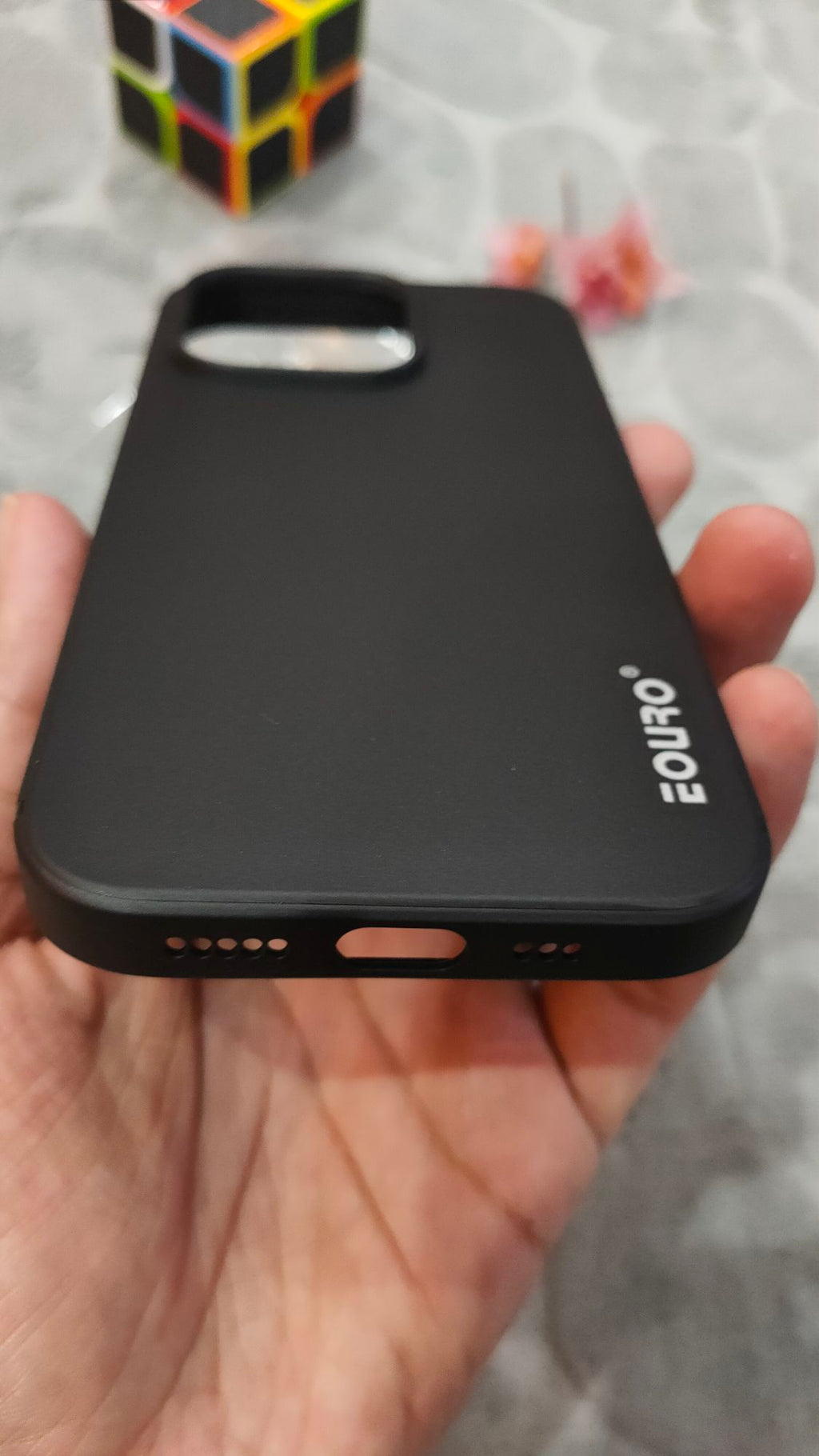 EOURO iPhone 15 Pro Matte Black Camera Protection Silicone Case