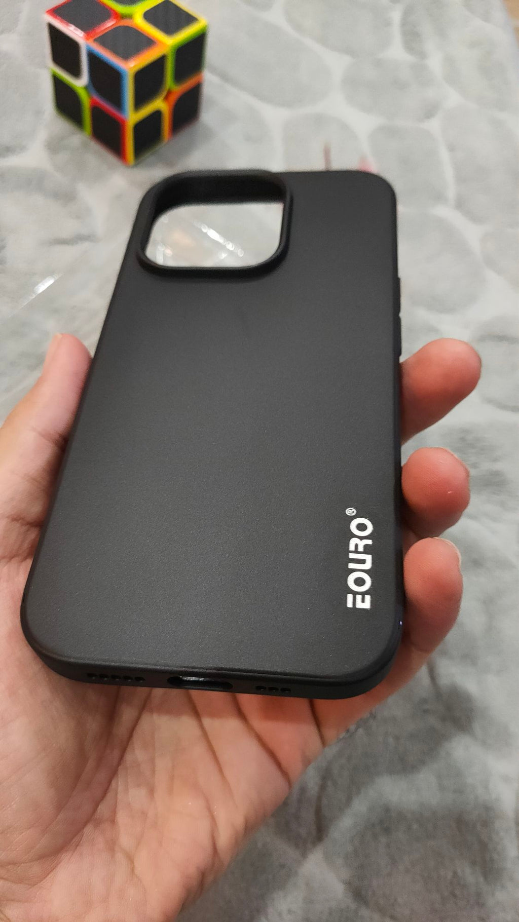 EOURO iPhone 15 Pro Matte Black Camera Protection Silicone Case