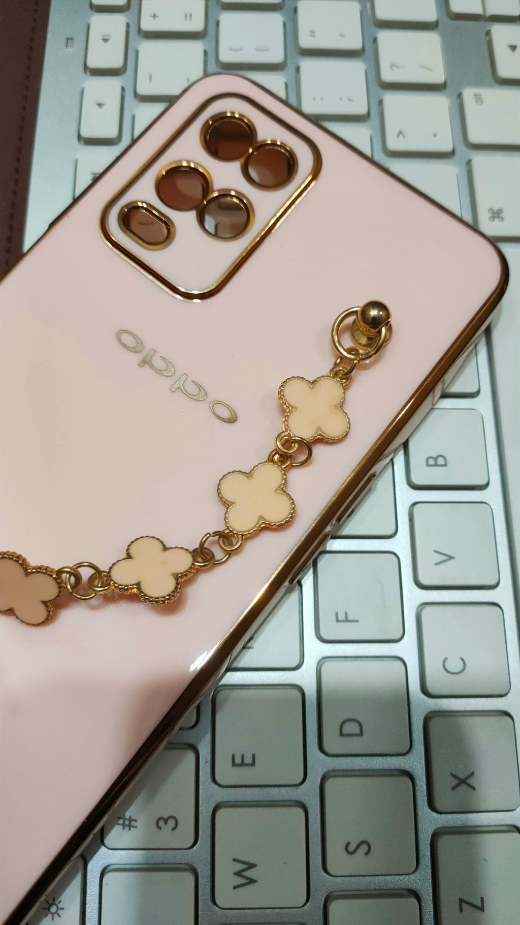 Oppo A54 4G Premium Quality Fancy Metal Chain Soft Silicone Back Cover