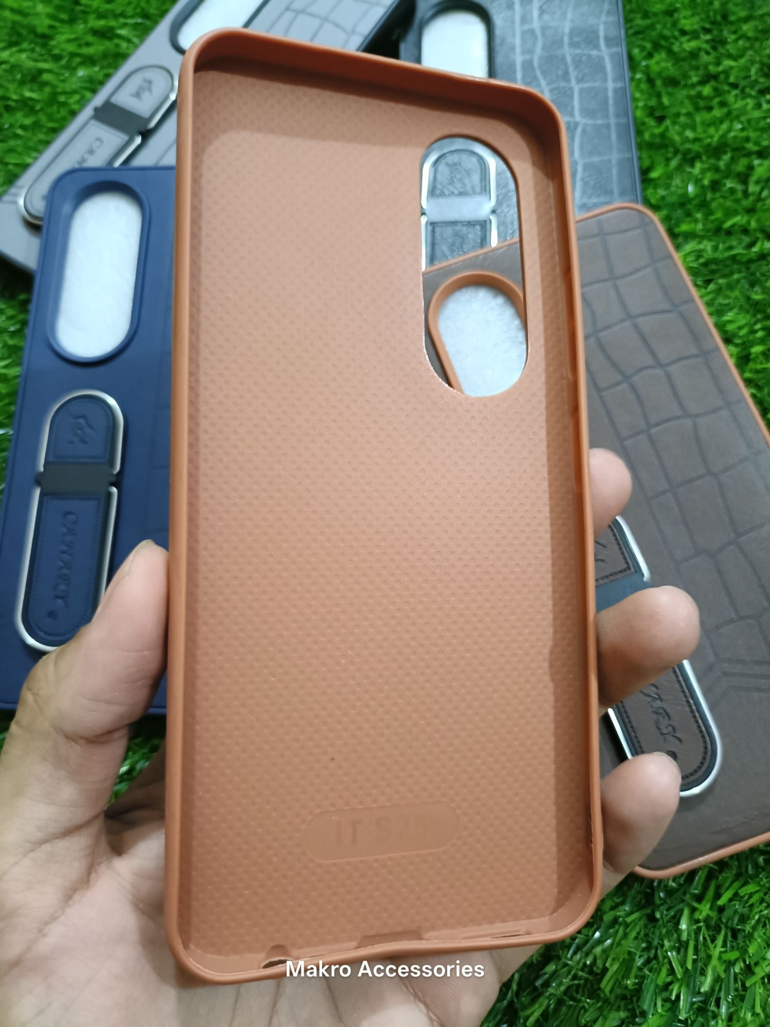 Itel S25 Soft Silicone Leather Design Dual Kickstand Back Cover