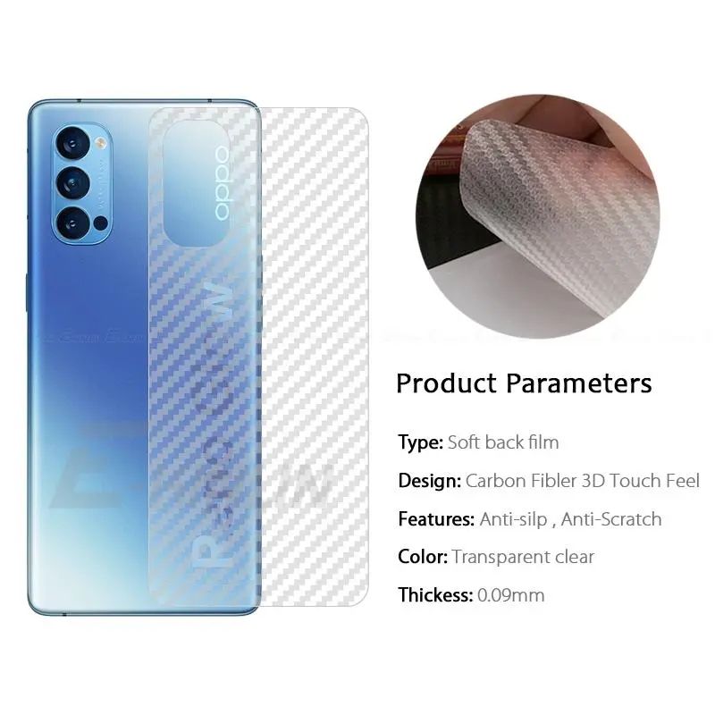 Oppo Reno 3 Pro Carbon Fiber Pattern 3D Transparent Back Sheet