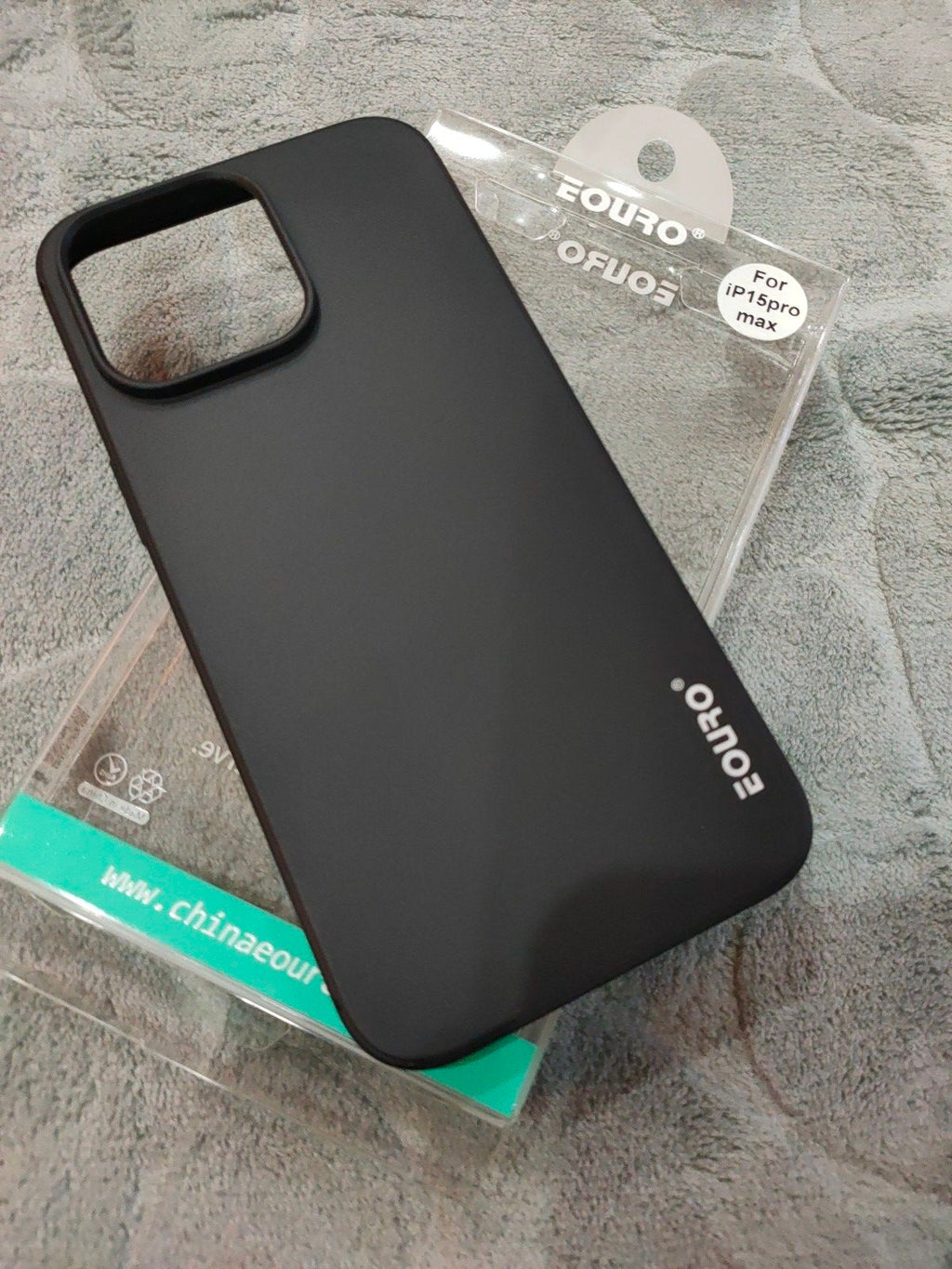EOURO iPhone 15 Pro Max Matte Black Camera Protection Silicone Case