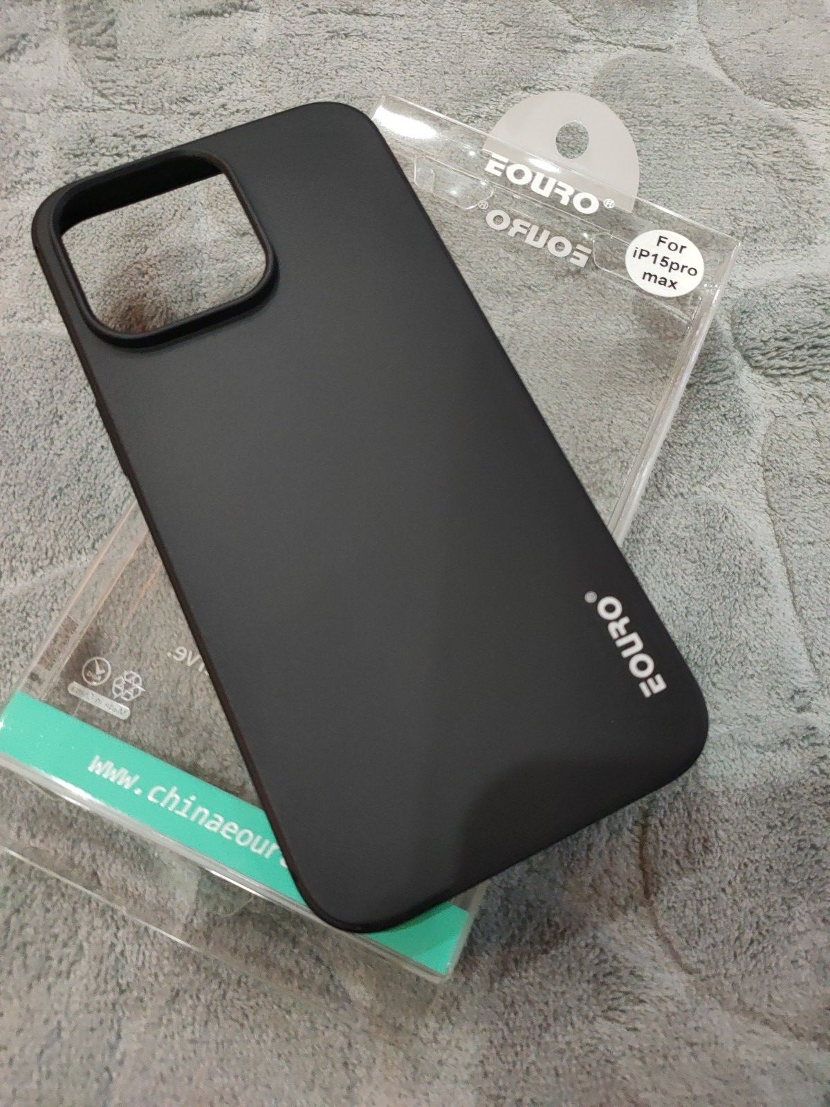 EOURO iPhone 15 Pro Max Matte Black Camera Protection Silicone Case