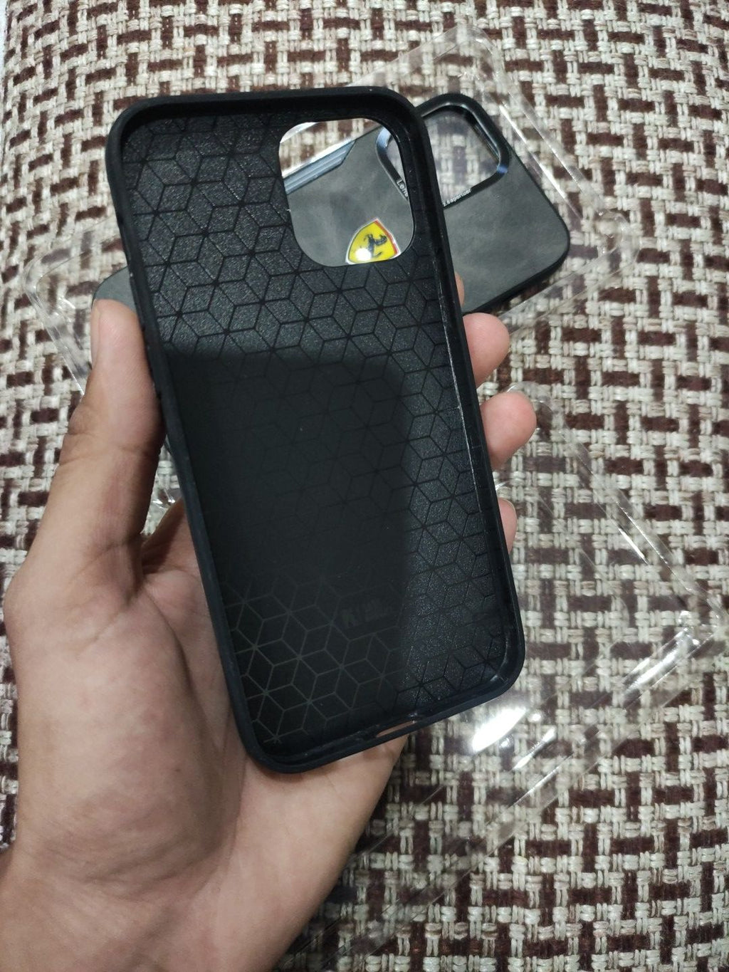 iPhone 12/12 Pro 6.1" Premium Quality Leather Texture Ferrari Back Cover