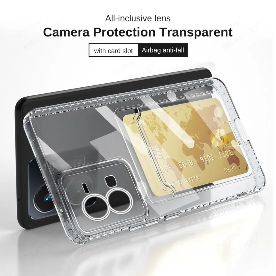 Oppo A76/A96 Soft TPU Clear Card Holder Back cover