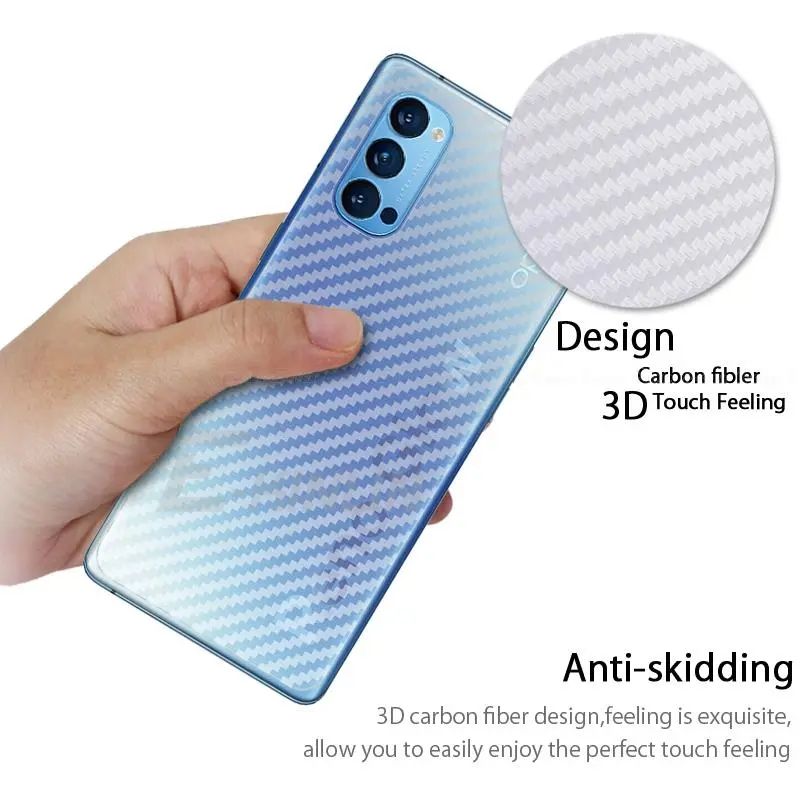 Oppo Reno 4 Carbon Fiber Pattern 3D Transparent Back Sheet
