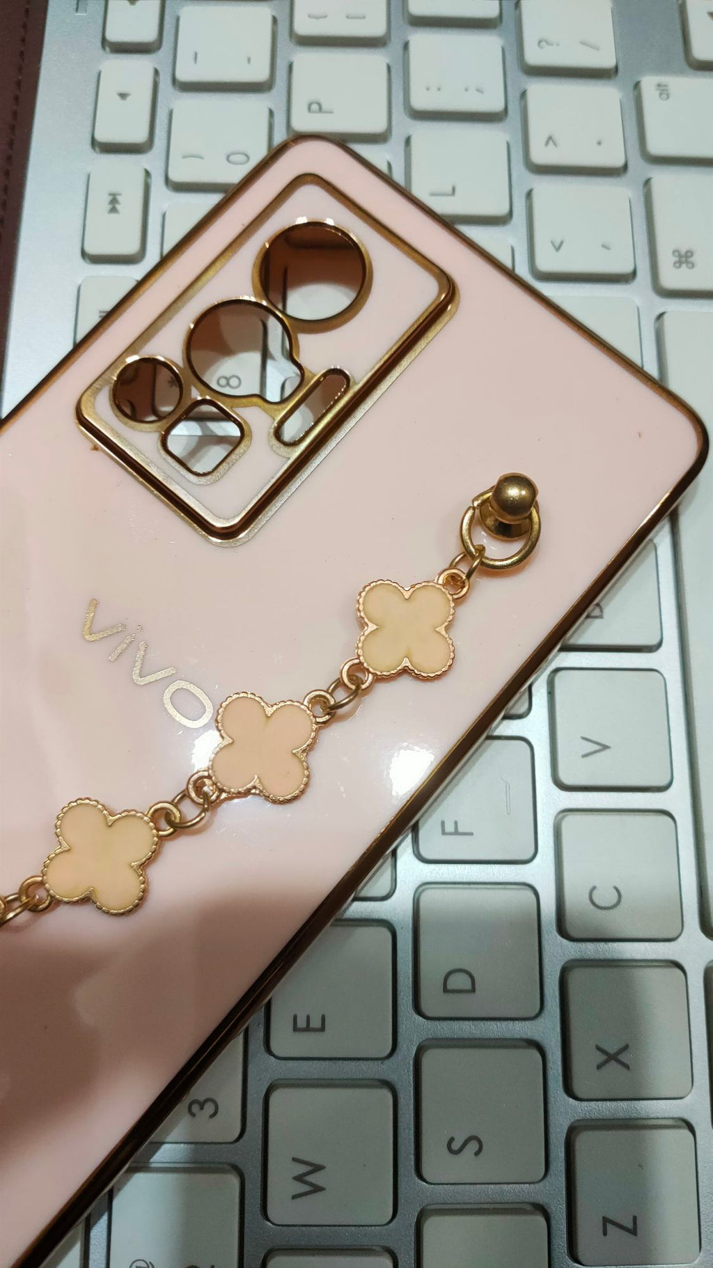 Vivo_X70 Pro Premium Quality Fancy Metal Chain Soft Silicone Back Cover