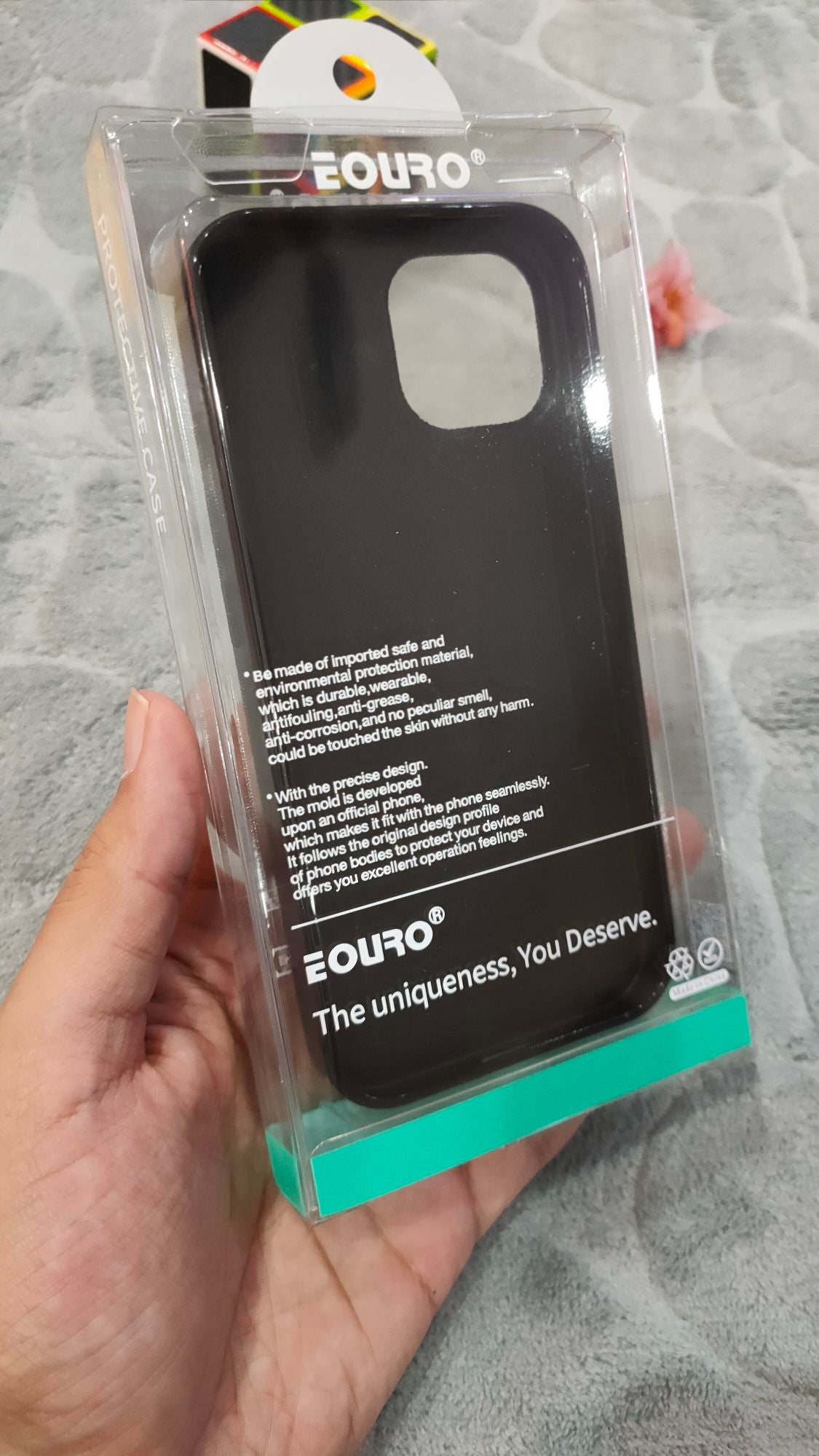 EOURO iPhone 15 6.1 Matte Black Camera Protection Silicone Case