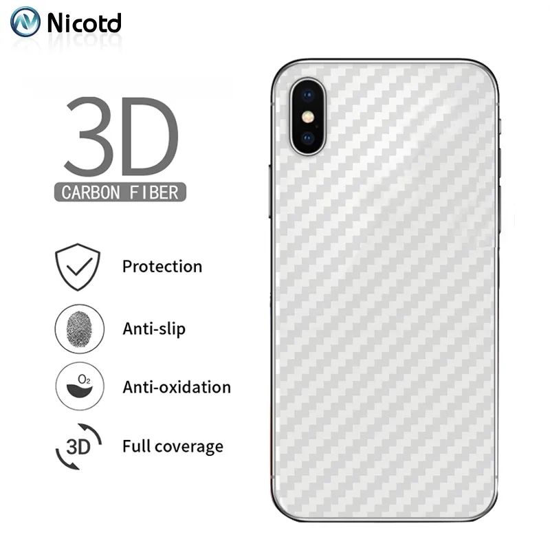 Apple iPhone X Carbon Fiber Pattern Transparent Anti Slip Back Sheet