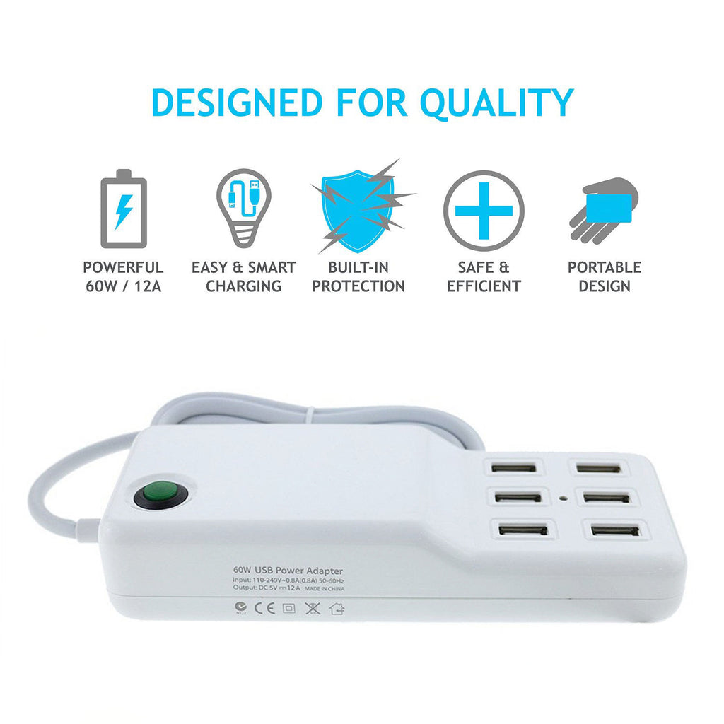 Universal 6 USB Multi-Port Travel Wall Charger Desktop Quick Charging Station