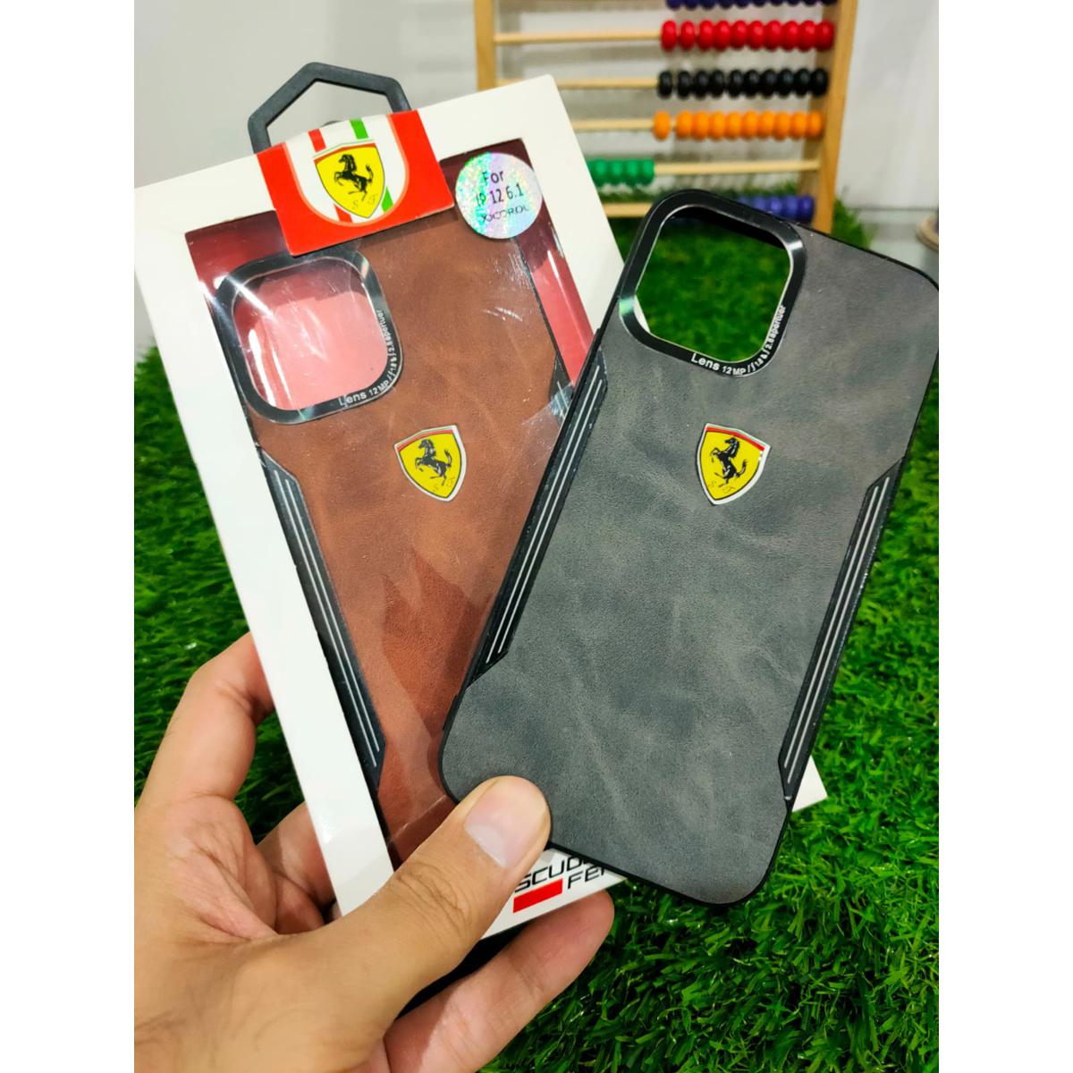 iPhone 12/iPhone 12 Pro 6.1 Premium Quality Leather Texture Aluminum Camera Protection Back Cover