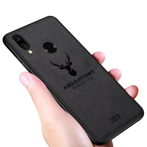 Honor 8C Premium Leather Pattern Soft Fabric Cover - Black